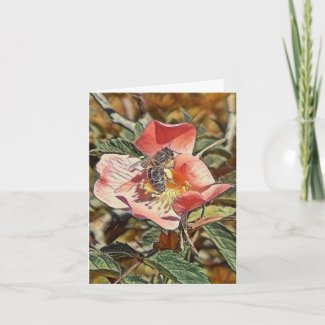 Best Wishes Honey Bee Pastel Art Greeting Card 